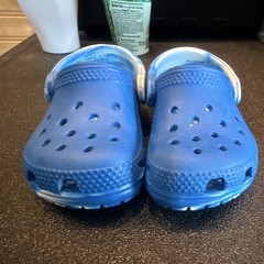 Crocs Classic Clog Kids Blue/White Marbled Slip-On Comfort US Size 5