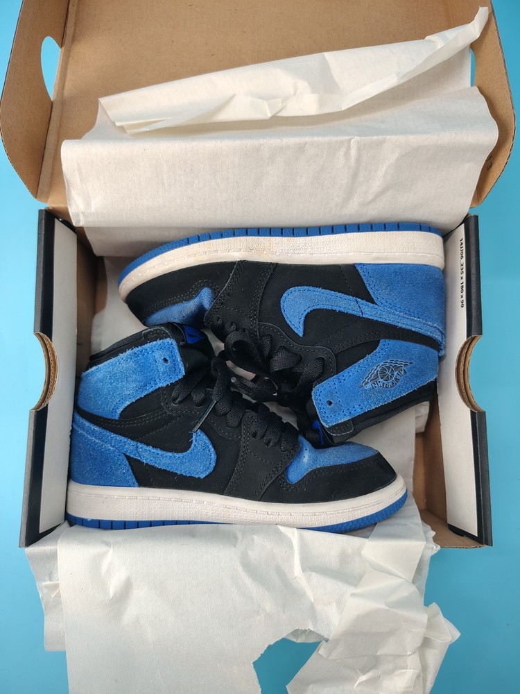 Jordan 1 Retro High Royal Black Reimagined Pre School Size 12C Youth Little Kids