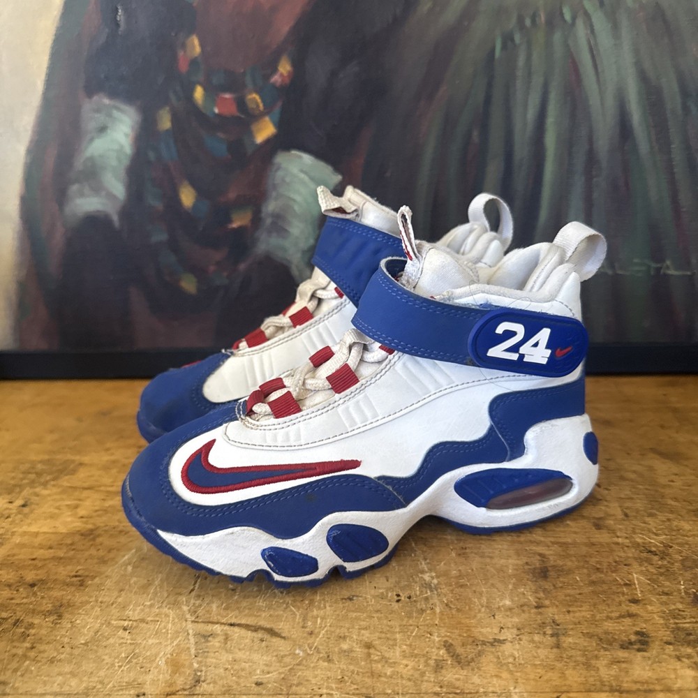 🔥 Rare Nike Air Griffey Max Kids 12 C Youth Shoes – Blue/Red/White 24