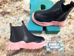 Kids Waterproof Leather Boots, Chunky Sole Rain Boots, Kids Fall Boots