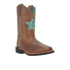 Dan Post Boots Starr TooledInlay Leopard Square Toe Pull On Cowboy Girls S