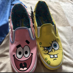 Vans Classic Slip-On Unisex Kids 9 SpongeBob Patrick Yellow/Pink Canvas