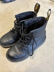 Dr. Martens 1460 J Black Leather Combat Boots Unisex Kids US 2 UK 1 EU 33