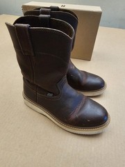Justin Axe Youth 8″ Leather Wedge Soft Toe Pull On Work Boots Size 4.5