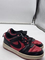 Nike Shoes Kids Size 1Y Red Black Hook & Loop Strap All Day Play Damage Sneakers