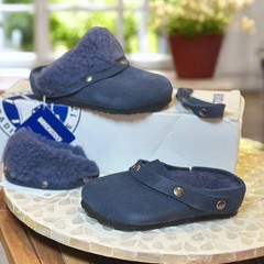 Birkenstock Kaprun Cuff Shearling Slipper Clog Kids EU 26 / US K 8.0 Navy