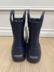 Crocs Handle It Rain Boots Youth Sz C12 Dark Bluez Rubber Pull On Handles