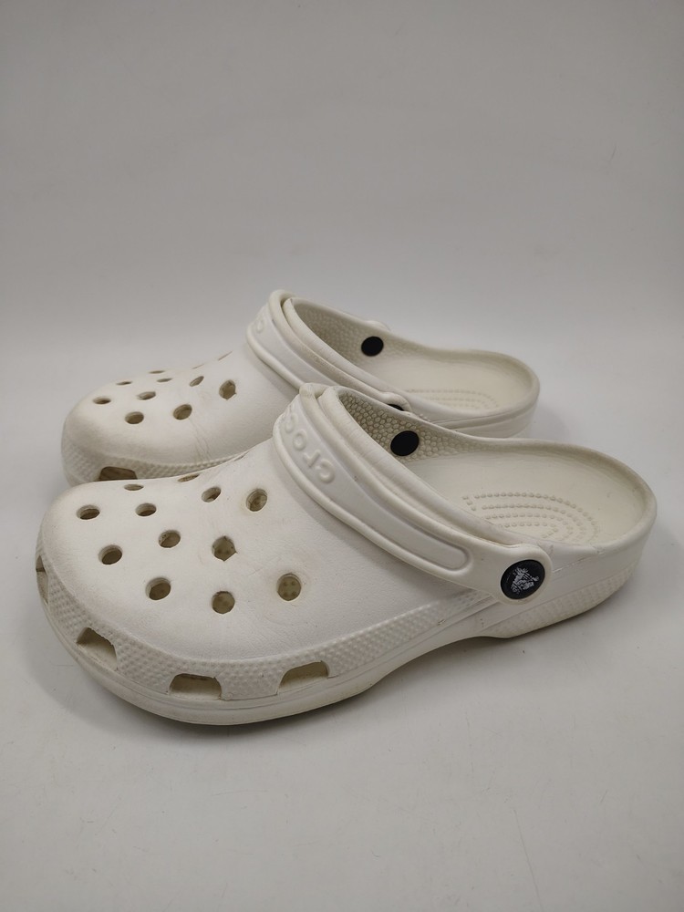Crocs Classic Clogs Slip On Sandal White Sz J4 204536 Unisex Kids Juniors Comfy