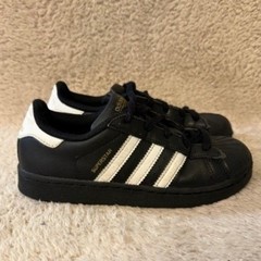 Adidas Superstar Kids Black White Gold Shell Toe Sneakers BA8379 Size 13K