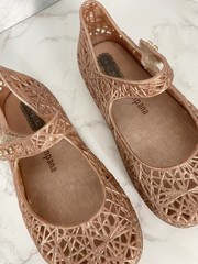 Mini Melissa +Campana Zig Zag Jelly Flats Little Girl Toddler sz 8 Rose Gold