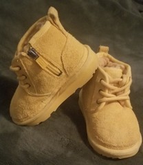 Kids Ugg Suade High Top Lace Up Boot Burnt Yellow Mustard Fall Spring Size 8