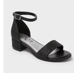 Art Class Black Block Heel Buckle Unisex Kids Sandal US 4 Adjustable Strap