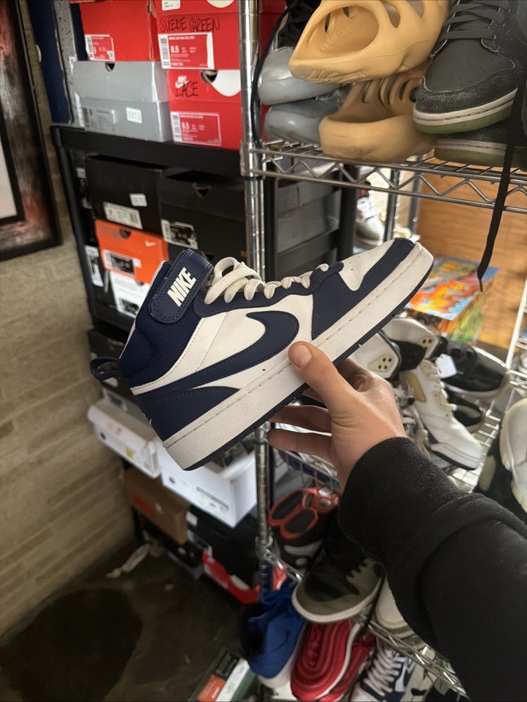 Nike Court Borough Mid 2 White Signal Blue Size 7Y CD7782-107 Logo Strap