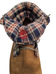 Timberland Junior Norse Flannel Roll Top Brown Utility Boots Size 6 Youth