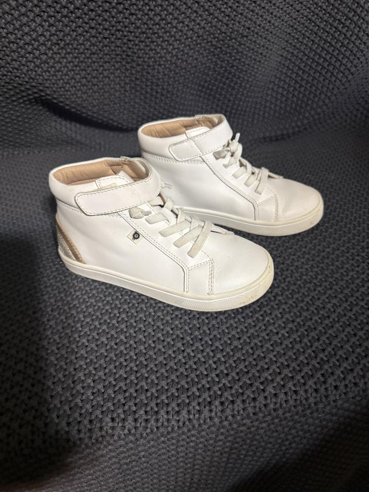 White and Gold High Top Sneakers for Kids