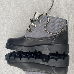 Timberland Boots Kids Size 13M Gray Black Waterproof Leather Hiking Trail Combat