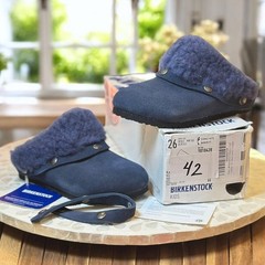 Birkenstock Kaprun Cuff Shearling Slipper Clog Kids EU 26 / US K 8.0 Navy