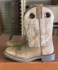 SMOKY MOUNTAIN Kid’s Size 2 R White Tan Brown Western Square Toe Boots 3108 C