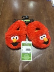 Toddler Sz 2 Red Slippers Elmo Sesame Street Boys Girls Kids Slip-On Shoes