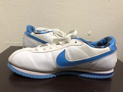 Nike 315931-142 white/blue low top lace up Shoes SZ 5.5 Youth leather upper