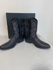 Open Box Deer Stags Ranch Boots Kids Size 5 Black Western Cowboy