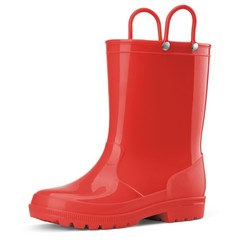 HISEA Kids Waterproof PVC Rain Boots Handles Outdoor Mud Playing Walking Wellies