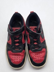 Nike Shoes Kids Size 1Y Red Black Hook & Loop Strap All Day Play Damage Sneakers