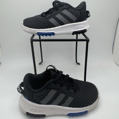 Unisex Kids Adidas Racer TR 2.0 K Black Lace Up Athletic Sneakers