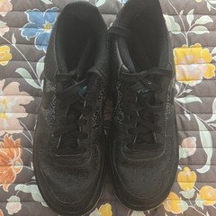 Nike Air Force 1 Black Graphic Leather Unisex Kids Sneakers 6Y DN1434-001