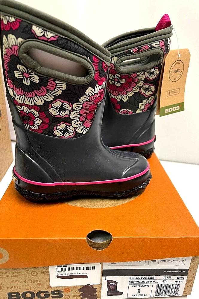 BOGS Classic Pansies Boots NWT Toddler & Little Kid Sizes 7,8,910,11 Waterproof