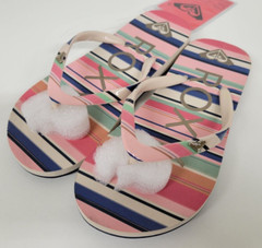 Pebbles VII Striped Roxy Flip Flop Sandals Youth Size 1 Shoes