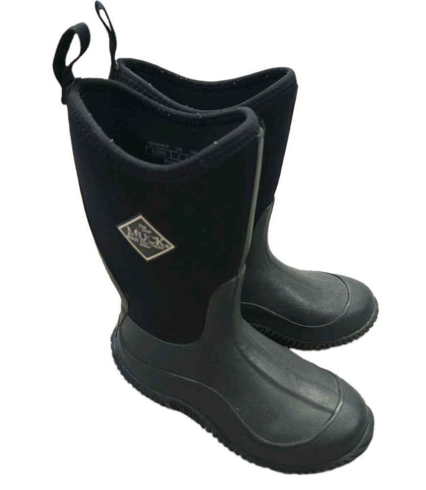Original Muck Boot Company Kids Sz 2 Waterproof Neoprene Rubber Rain Boots Black