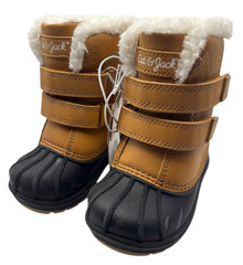 Cat & Jack Hook & Loop Faux Fur Waterproof Duck Boots Tan Black Size 6 T New