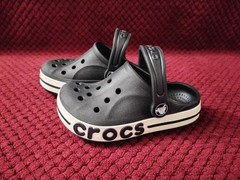 Crocs Bayaband Clog, Black Unisex Toddler C8, Athletic Stripe Sandal Shoes