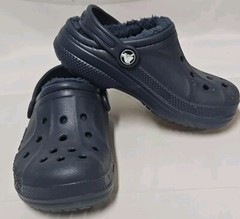 Crocs Baya Lined Clogs Toddler Size C 11 Slip On Comfort Shoes Navy Mammoth EUC