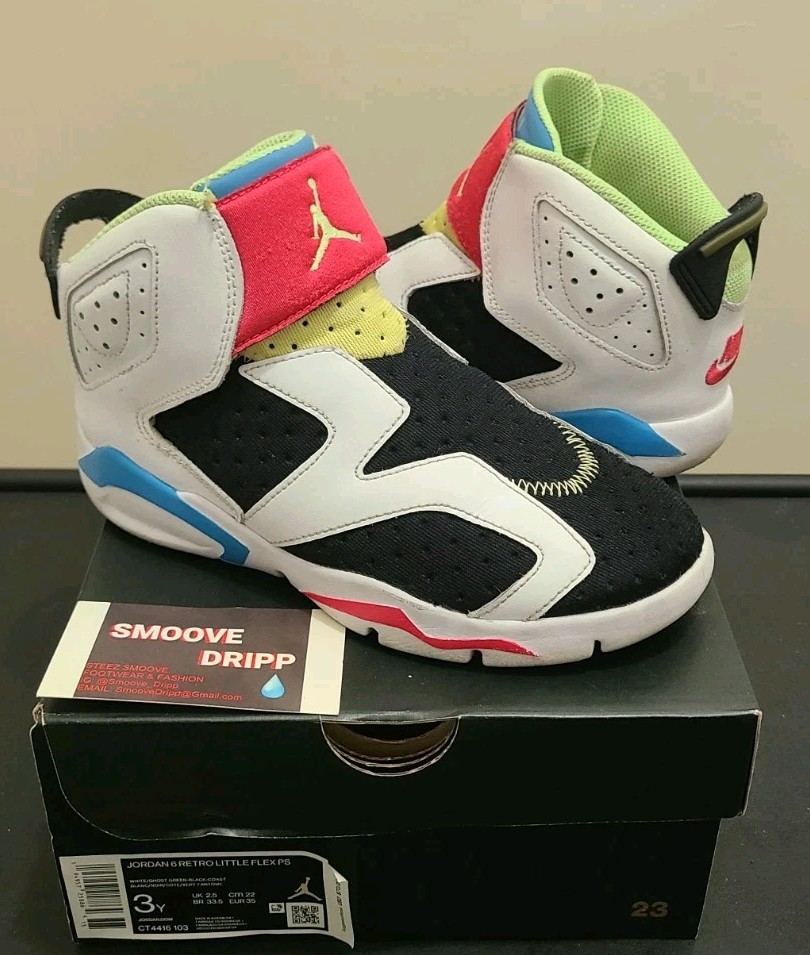 Jordan 6 Retro Little Flex ( PS ) ( White ) ( Size 3Y ) ( Authentic ) ✅️