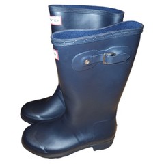 Hunter Big Kids, Original Tall Rain Boots, Child Size 3, Navy Blue, Reflective