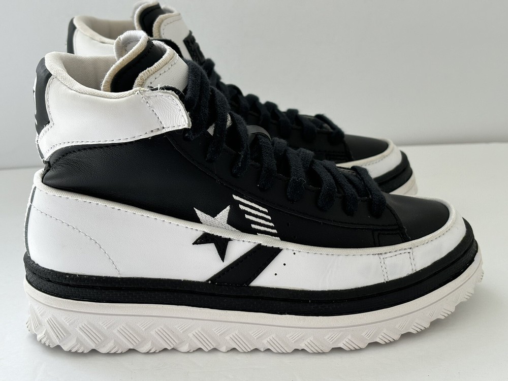 Converse Unisex Kids Rivals Pro Leather X2 High Top Black /White Size B4 G5.5