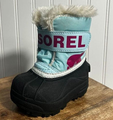 SOREL TODDLER SNOW COMMANDER SNOW BOOT – Ocean Surf/Cactus Pink – SIZE 4