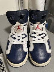 Nike Air Jordan VI 6 Retro 2012 Olympic White Navy Blue, 384665-130 7Y