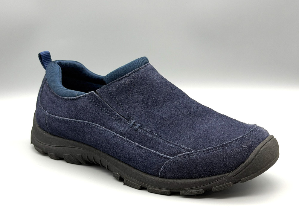 Lands End Blue Suede Leather Slip On All Weather Moc Shoes Youth 5W