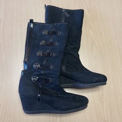 Michael Kors Boots Youth 2 Tall Knee-High Black Casual Wedge Heels see photos