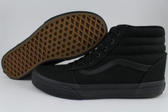 VANS WARD HI BLACK/BLACK CANVAS SK8-HI SKATE HIGH BOYS GIRLS KIDS US YOUTH SIZES