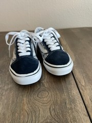 Vans V Kids Logo Old Skool Off the Wall Size 12 Blue White Suede Lace Up