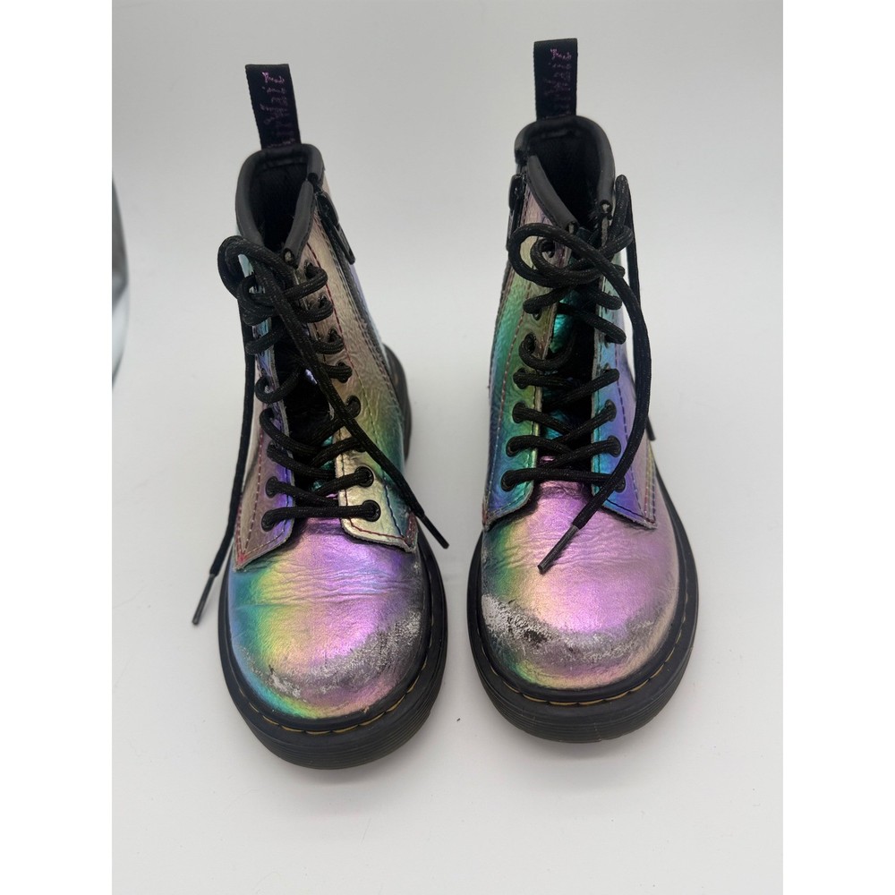 Dr. Martens 1460 J Kids Rainbow Iridescent Metallic Combat Boots Size 12 US