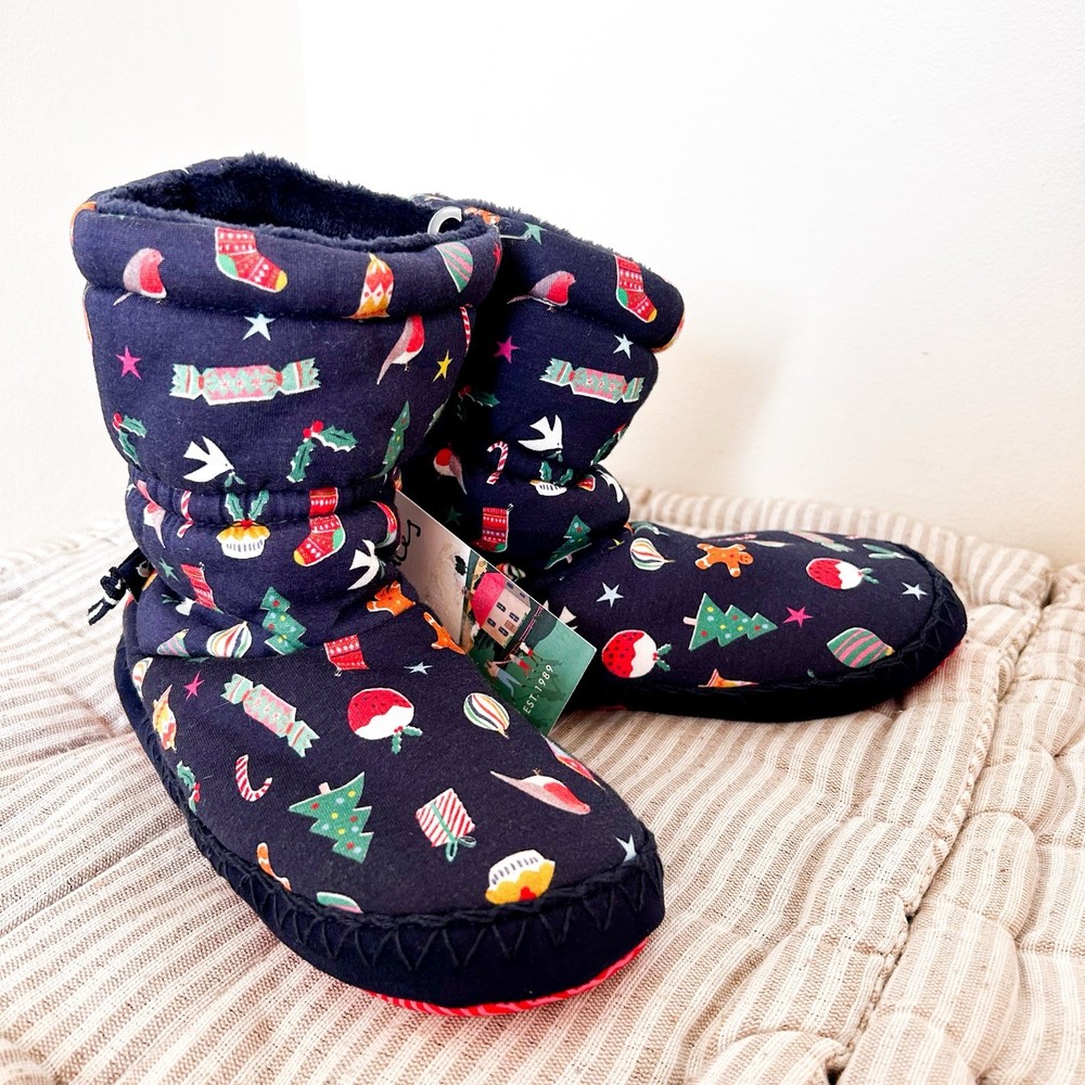 Joules Padabout Slippers Boys Unisex L (2-3) Christmas Holiday NWT
