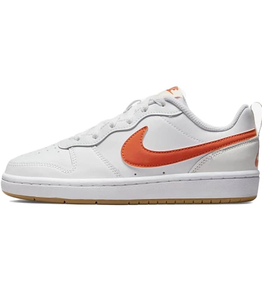 NIKE Court Borough Low 2 GS White/Orange BQ5448-114 Sizes y 7 (Women’s 8.5
