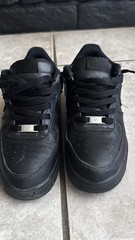 Nike Air Force 1 Low Top Sneaker Kids US 7 Black Leather Lace-Up
