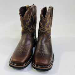 Justin Kids Brown Leather Square Toe Western Work Boots 4681JR Size 3 D