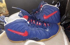 Nike Little Posite Pro High Top Basketball Sneaker Kids US 8 Blue Red White